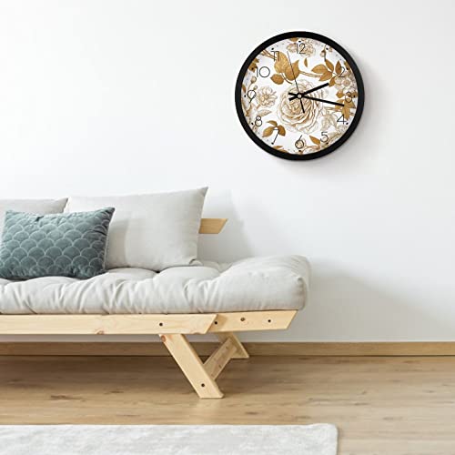 Horloge murale 25.4cm au design de fleur marron et épuré - 5