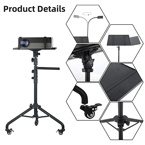 Vivemce Projector Stand Tripod On Wheels,Projector Tripod Stand Adjustable Height 29 To 52 Inch,With Removable Mouse Tray And Phone Holder,Portable Laptop Tripod Stand #TOP3