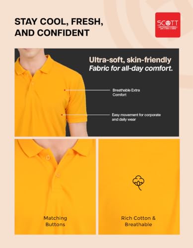 Image of Scott International Men's Cotton Polo T-Shirt | Six Degrees Soft & Breathable Collared T-Shirt | Half Sleeve Regular Fit Casual Wear | Comfortable Everyday Polo T-Shirt for Men