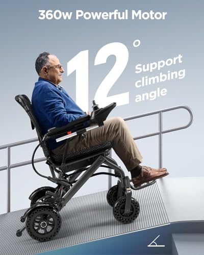 Image of Upgrade VERPAL 36lbs Lightweight Electric Wheelchair for Adults, Foldable Electric Wheelchair for Travel, Air Transport, 360W Power Wheelchair for All Terrain, Motorized Mobility Scooters