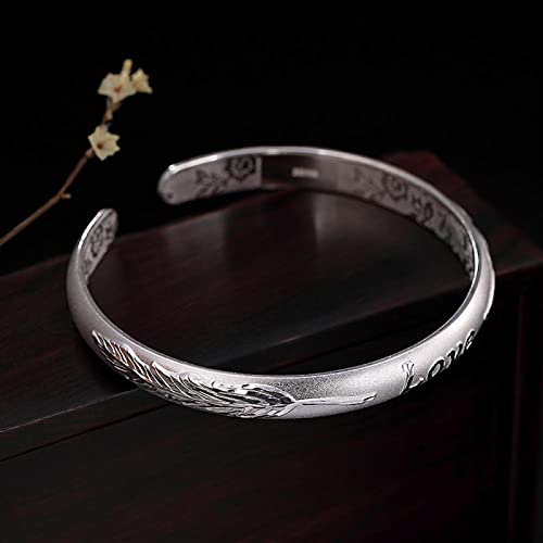 Bracelet s999 pur dames ouvert anti allergie jonc ajustable pour peaux sensibles et délicates