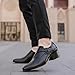 Men's Genuine Leather Chunky Heel Monk Strap Dress Loafers Fashion Classic Pointed Toe Low Top High Heel Slip On Chelsea Oxford Shoes Casual Business Formal Shoes (Black,8.5)