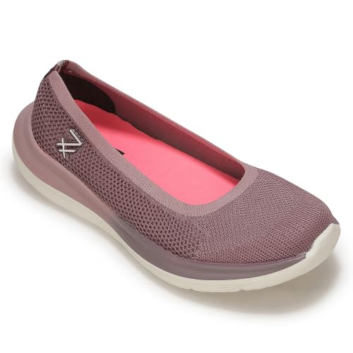 Image of Liberty LEAP7X ACTO171E Woven Sports Shoe for Women - Light Grey, Purple