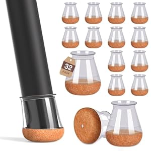 32 Pcs Small Chair Leg Floor Protectors Furniture Pads Floor Protectors for Hardwood Floors Chair Sliders Silicone Covers with Stronger Felt Pads Clear X-small (Fit:14-20mm)