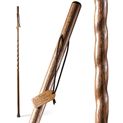 Brazos Handcrafted Wood Walking Stick, Twisted Oak, Trekker Style Handle, for Men & Women, Made in the USA, Brown, 55" -  602-3000-1353