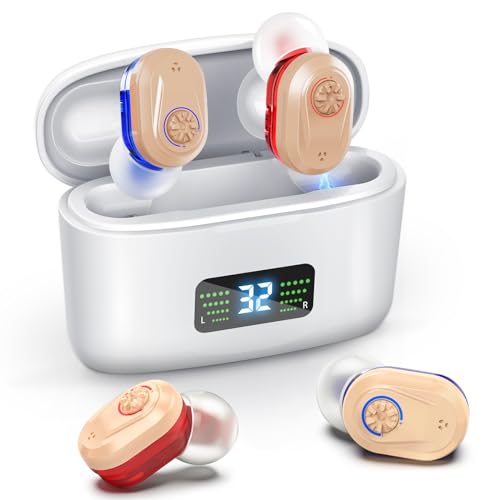RlsitKee Hearing Aids, Hearing Aids for Seniors, Rechargeable, Hearing Amplifiers with HD digital Displays and Charging Case, Hearing Aid with Volume Adjustable and Noise Reduction for Hearing Loss