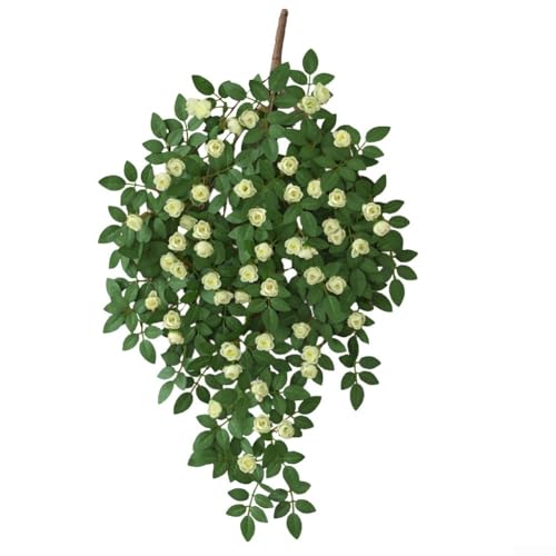 Lebendige künstliche Rosenpflanzen, perfekte Kunstblumen für Innen- und Außendekoration (weiß)