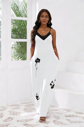 Image of vunahzma Womens Casual Fashion Sleeveless Plus Size Loose Long Sexy Maxi Dress with Pockets