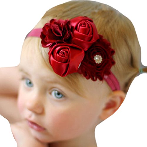 Miugle Baby Red Headbands Baby Girls Flower Headbands