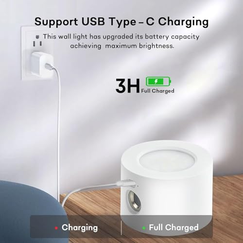 Image of Lightess Battery Operated Wall Sconces Set of 2, Remote Control, Colorful | 19 Colors Dimmable, Rechargeable Light for Bedroom Hallway, Cordless