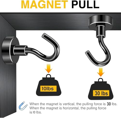 Image of DIYMAG Magnetic Hooks, 30lbs+ Magnet Hook 2026 Cruise Cabin Ship Essentials Heavy Duty Strong Magnets Refrigerator Fridge Hanging for Classroom Beach Vacation Kitchen Grills Home 6 Pack (Black)