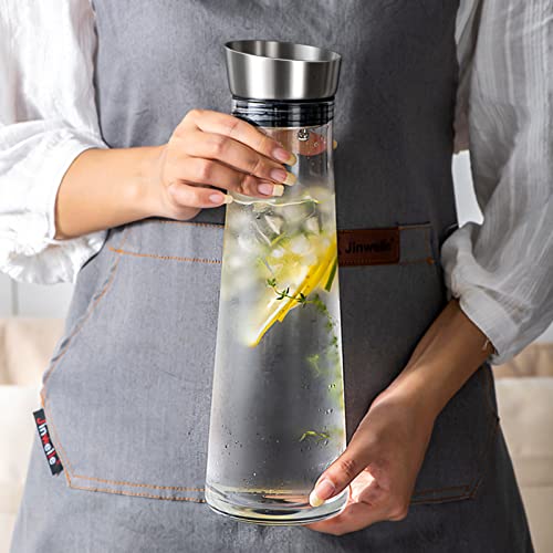 Wasserkaraffe mit Deckel,Glas-Karaffe, (1 Liter) Glaskaraffe mit Deckel und Ausgießer - Karaffe aus Glas für hausgemachte… – Ansicht 6