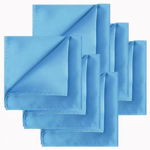 Image of KissTies 6PCS Satin Pocket Square Plain Color Handkerchief Gift Set