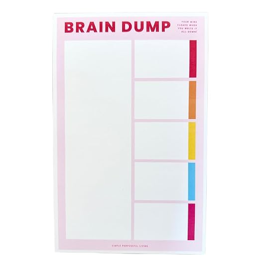 Brain Dump Notepad – Mental Clarity & Productivity Tool | To Do List Notebook, Undated Daily Planner, Thought Journal | 50 Tear-Off Pages | Simple Purposeful Living | 5.5” x 8.5” Notepad for Work, Home, and Personal Use