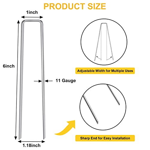 Hongway 180 Pack Landscape Staples Garden Staples 6 Inch 11 Gauge Galvanized Ground Stakes Heavy Duty Yard Stakes Pins For Weed Barrier Hose Tent #TOP1