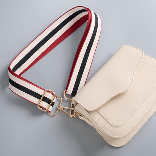 Image of chushui Wide Bag Strap Replacement Crossbody Shoulder Strap Adjustable, Classic Striped Preppy Vertical Stripe Woven with Gold Hardware 29-51 Inches for Purses Handbags Totes