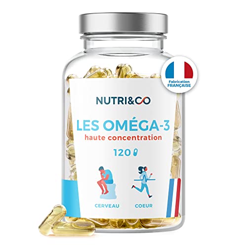 Omega 3 野生鱼油 2000mg 120 粒 Licaps 抗氧化高浓度 EPA DHA 和维生素 E 纯鱼油 Omega-3 来自法国制造的可持续捕鱼 Nutri&amp;Co