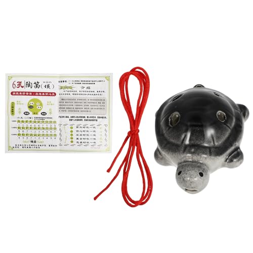 Zerodeko Ocarina de Porcelana de Color Claro 6 Agujeros en Tono para Principiantes, Instrumento Portátil Forma de Tortuga Negra, Flauta Ocarina Adecuada para Estudiantes y Color Aleatorio