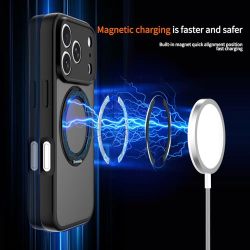 Image of Magnetic Case for iPhone 17 Pro With Magnetic Ring Stand, [Compatible with Magsafe] [Military Grade Drop Protection] Shockproof Phone Cover for iPhone 17 Pro Full Camera Protection 6.3 inch Black