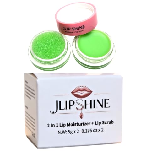 JLipShine 2 in 1 Lip Moisturizer and Lip Scrub, Exfoliating and Hydrating Formula,Smooth. Nourish. Shine. 5g x 2, 0.176 oz (Vanilla,flavor)