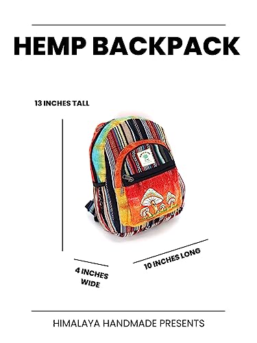 Unique Design Mushroom Embroidered Himalaya Hemp Hippie Festival Hiking Backpack - FAIR TRADE Handmade with Love3