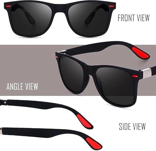 Image of Retro square polycarbonate UV Protection stylish Black Sunglasses