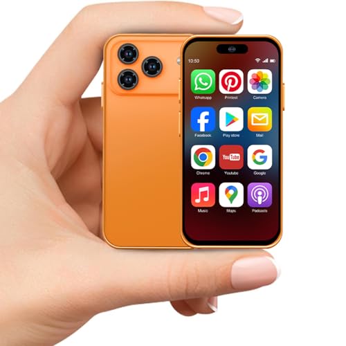 Pdfbenli Mini Phone for Kids,Unlocked Kid Phone,4.0 inch HD Touch Screen,3GB+32GB,4G,Dual SIM,Face ID,Android 10.0,GPS,Kids Smart Phone (Orange)