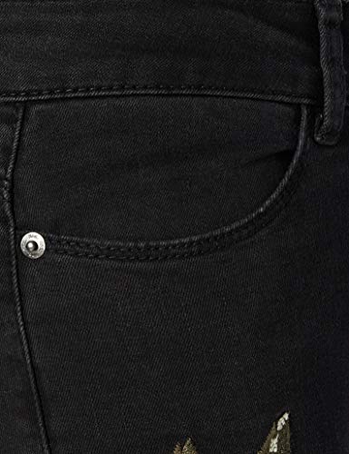 FIND Embroidered, Jeans slim Donna, Nero (Black)