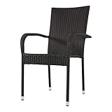 Stapelstuhl Corona, schwarzes Geflecht verzinktes Metall-Gestell mit schwarzem Kunststoffgeflecht 94x56x64cm