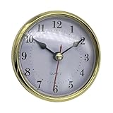 NiuLumea Reloj de cuarzo de 80 mm con números romanos o arábigos, lente transparente, borde dorado/plateado, reparación de reloj y repuesto