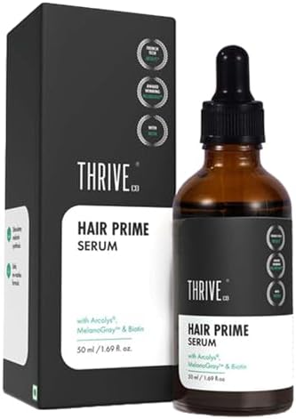 ThriveCo Anti Grey Hair Serum | Reverse Greying Hair & Beard | Advanced Clinically Proven Grey Hair Treatment | Hair Prime Serum with Arcedin® + Arcolys® + Biotin | Lightweight, Non Sticky | For Men & Women | 50ml
