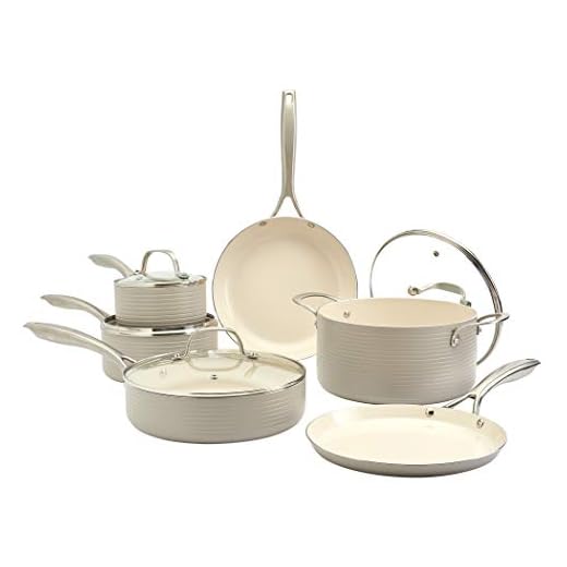 Denmark Tools for Cooks Monaco Cookware Collection- Non-Stick Durable Aluminum Oven Safe, 10 Piece Monaco Cookware Set in Cloud Grey