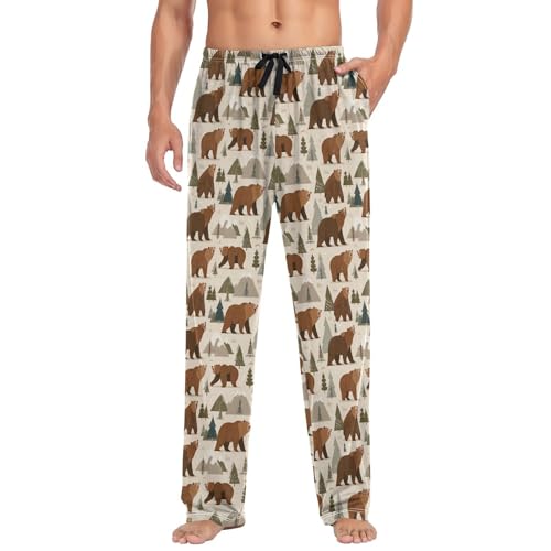 Men's Pajama Pants,Stylization Bears Lounge Lightweight Sleep Bottoms Pants with Pockets Size S-XXL3