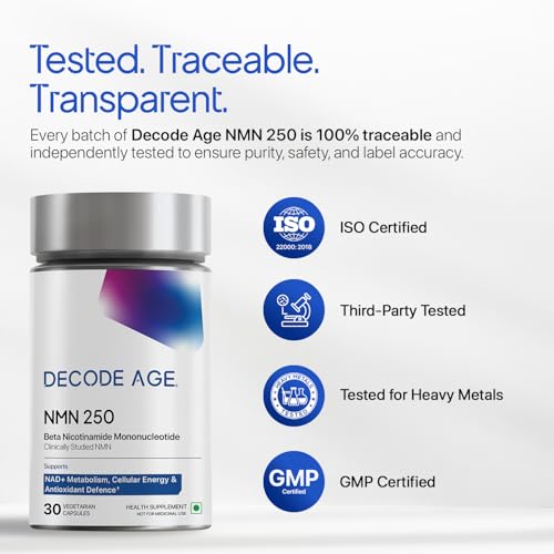 Image of NMN Supplement 250 mg | 99% Pure NMN for Anti-Aging, NAD+ Boost & Cellular Energy | High Absorption Nicotinamide Mononucleotide | Longevity & DNA Repair Support | 30 Capsules