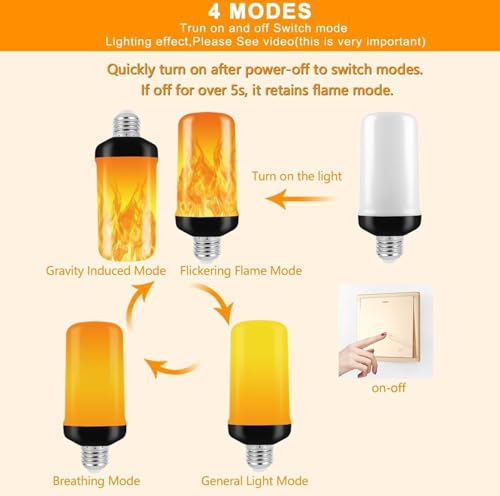 Image of led flam effact bulb,E27 Screw Base,Decorative 4 Modes Flickering Bulbs with Upside Down Effect for Home, Diwali, Festival & Mood Lighting (1, werm yellow)