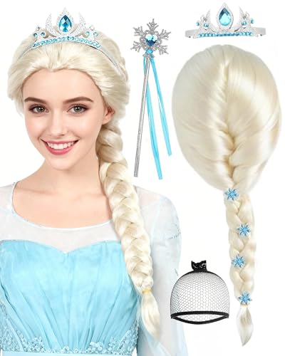 ANOGOL Wig Cap+ 3PCS(1 Crown+1 Wand) Princess...