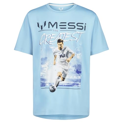 Image of Messi Boys' Lifestyle Short Sleeve Top, Loose-Fit Shirt with Logo, Comfortable, All-Day Wear