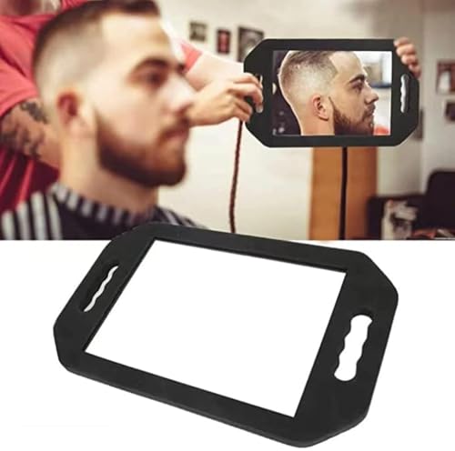 Image of Double Handle Mirror - Large Hand Held Mirror(16.14 inch x 9.84 inch) Barber Mirrors Handheld,Salon Hand Mirrors with Handle,Barbershop Hair Salon Equipment Hairstylist and Barber Accessories