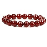 Keleny Dyed Red Agate Crystal Man Women Stretch Bracelet 10mm Round Beads Rock Jasper 7 Inch