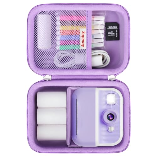Supmay Funda de cámara compatible con Hangrui para Gofunly para HiMont para GREENKINDER Kids Camera Instant Print, bolsa de almacenamiento con bolsa de malla para bolígrafos de color, cable, papel de