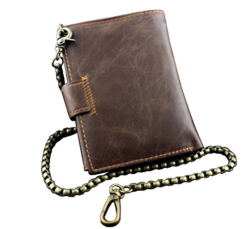 Men's Biker's Many Card Solt Genuine Leather Wallet With 50 Cm Long Chain #TOP6