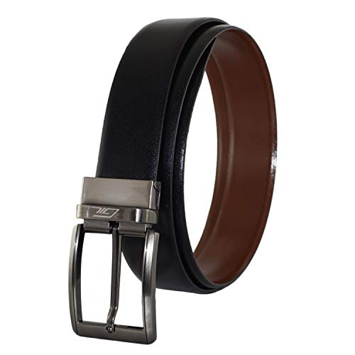 Image of GIL Men's Genuine Leather Reversible Formal Belt | Black & Brown Dual-Side | Adjustable with Rotating Buckle | Stylish & Durable for Office and Casual Wear 35mm