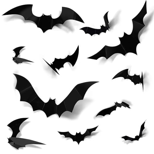 Decoración de murciélagos 3D pegatinas PVC Halloween 48 pzas