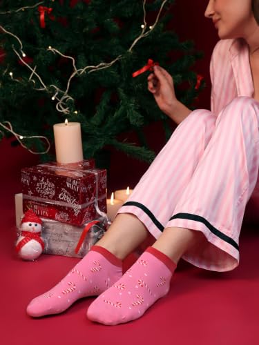 Image of Mint & Oak Low Cut Ankle Women Socks, Christmas Gift Quirky Socks For Friends, Cute Funky Socks, Christmas Secret Santa Gifts For Women
