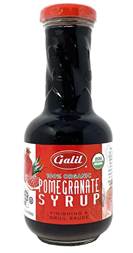 Galil USDA Organic Pomegranate Molasses 100% Concentrated Pomegranate Juice 12.3 Ounce – No Sugar Added, Vegan, Gluten-Free, Preservative Free Kosher Pomegranate Syrup