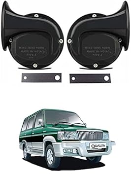 EIAC Universal Windtone Jalwa Horn (2 and 4 wheelers), Black color, Heavy plastic body, Set of 2, 12V voltage For Qualis Universal For All Models