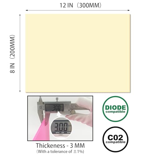 Image of 2pcs Pastel Cell Cast Acrylic Sheets Baby Yellow 1 /8inch (3mm) 8x12 200x300mm Glossy Matte Laserable Plexiglass Sheets Plasitc Board for Laser Cutting Engraving DIY Project Craft Sign