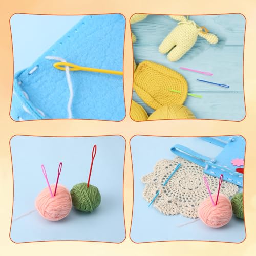 Image of 32PCS Plastic Needles with 2 Threaders, Large Eye Plastic Needles for Kids, Colorful Sewing Yarn Needle for Crochet, Canvas, and Handmade Crafts(4 Colors,3 Sizes)