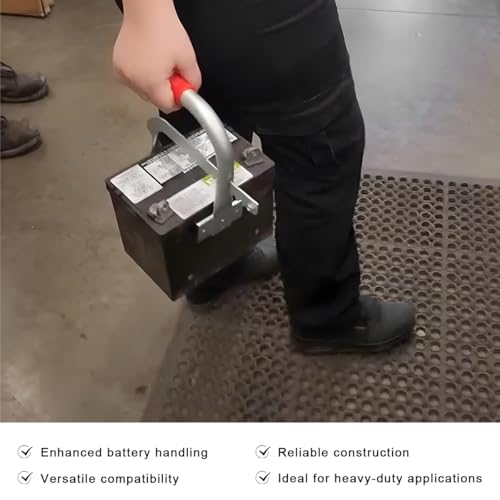 YTFRL Battery Carrier, Adjustable from 5\" to 7\" Auto Battery Rack Carrier with Rubber Pads, Non-Slip Vehicle Gripper for Lifting and Carrying Top Post or Side Post Batteries