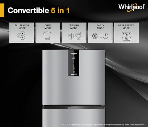 Image of Whirlpool 327 L 3 Star Convertible Frost Free inverter Double Door Refrigerator (IF INV 375 ILLUSIA STEEL(3S) CONV-Y, 2026 Model)